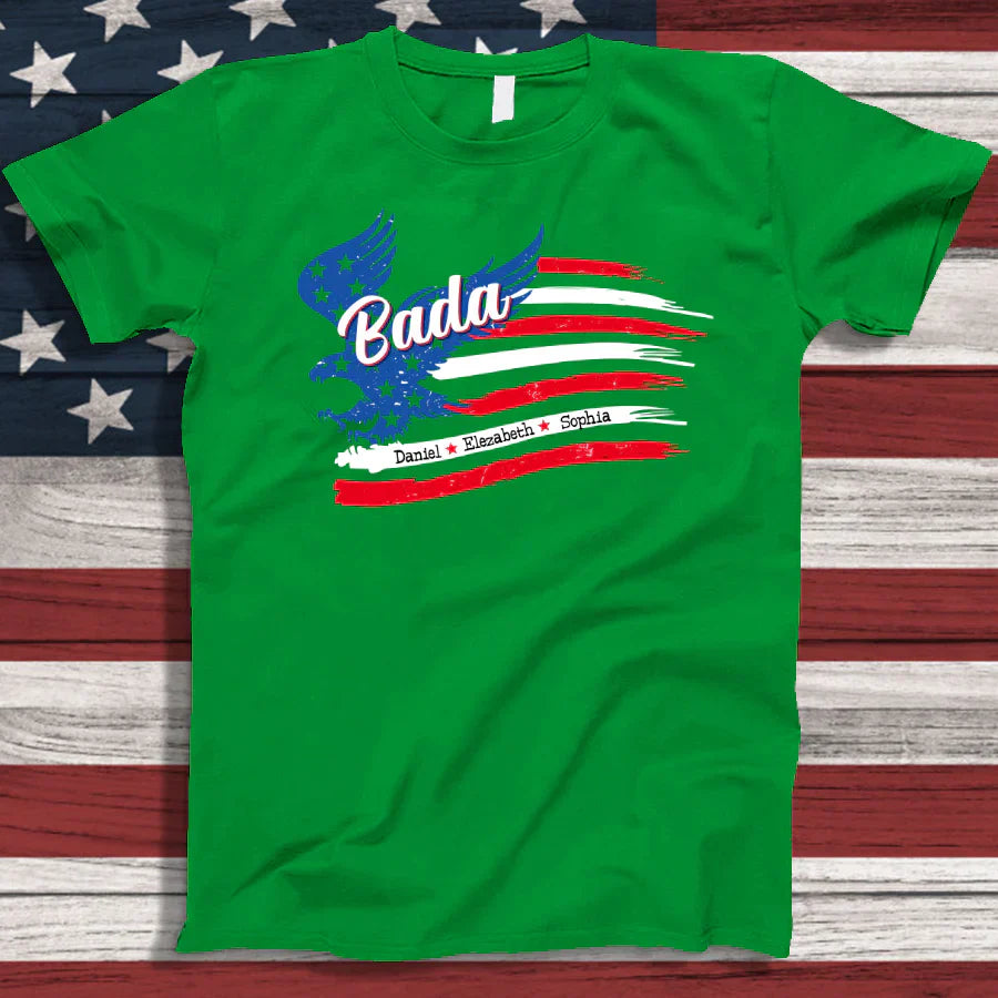 Bada With Grandkids Names 4th Of July CTL94 T-Shirt