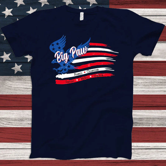 Big Paw With Grandkids Names 4th Of July CTL94 T-Shirt