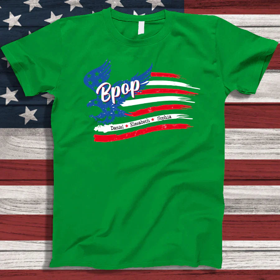 Bpop With Grandkids Names 4th Of July CTL94 T-Shirt