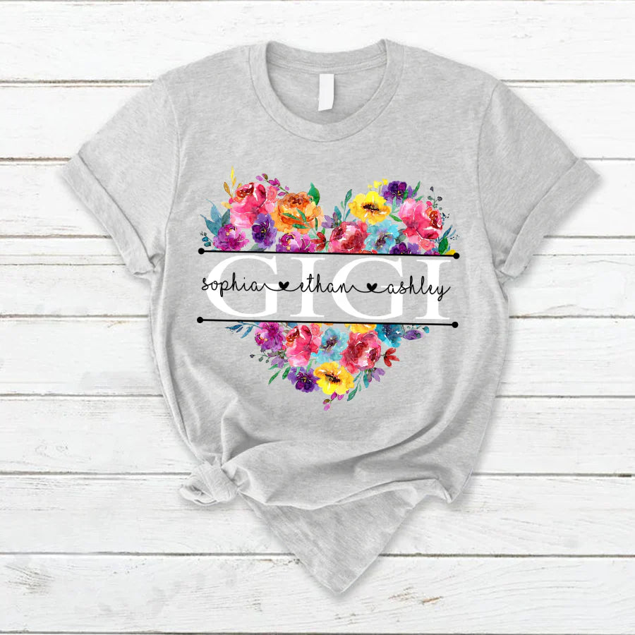 Bright Watercolor Floral Gigi And Grandkis CTH01 T-Shirt
