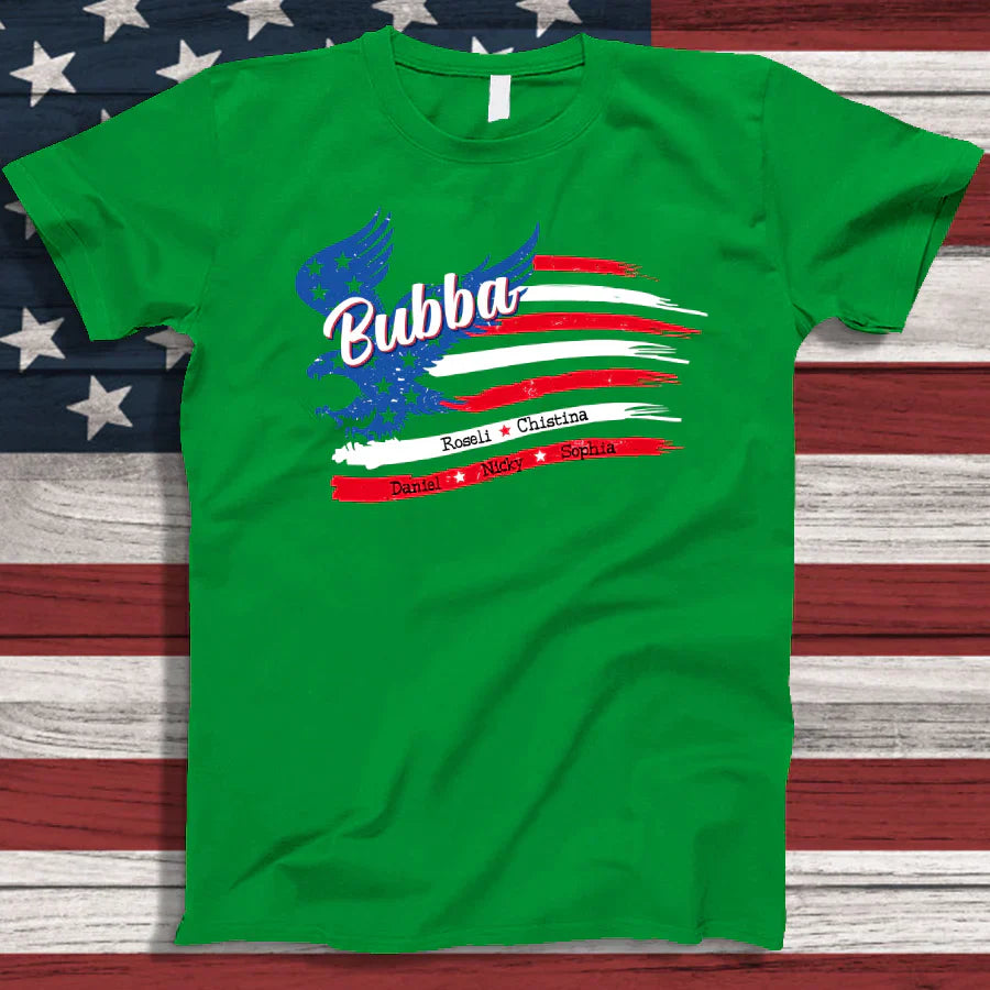 Bubba With Grandkids Names 4th Of July CTL94 T-Shirt