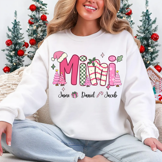 Chirstmas Trees Mimi with Grandkids Peronalized Shirt