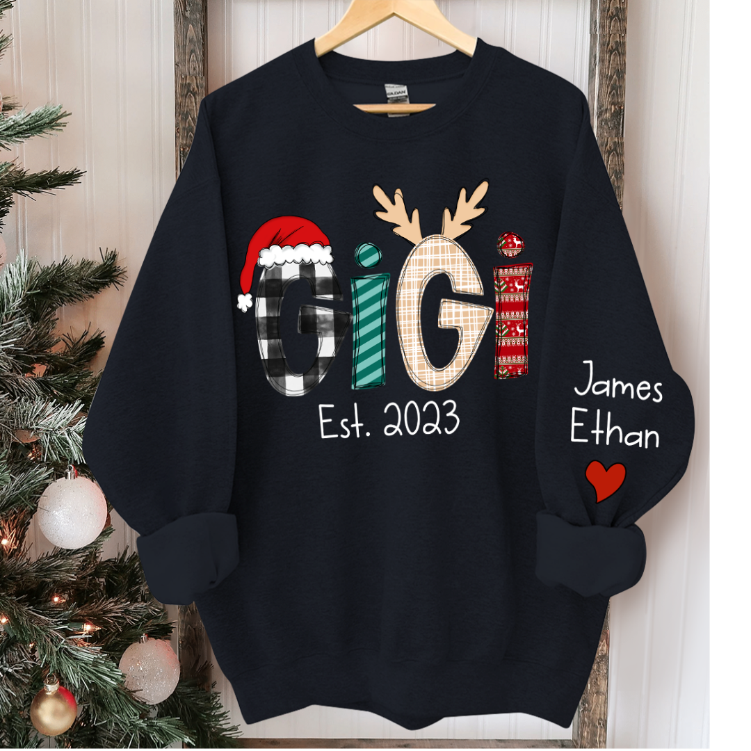 Custom Christmas Gigi Grandma Mimi Est Year And Kids CTH01 Sweatshirt