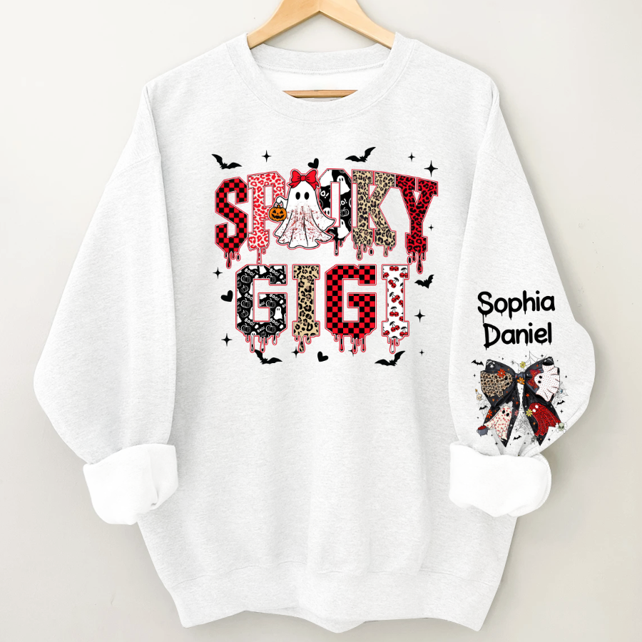 Custom Spooky Gigi And Grandkids Halloween Gift Sweatshirt