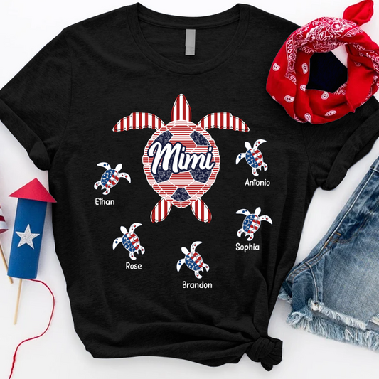 Custom Mimi Turtle 4th Of July, Gift For Grandma T-Shirt