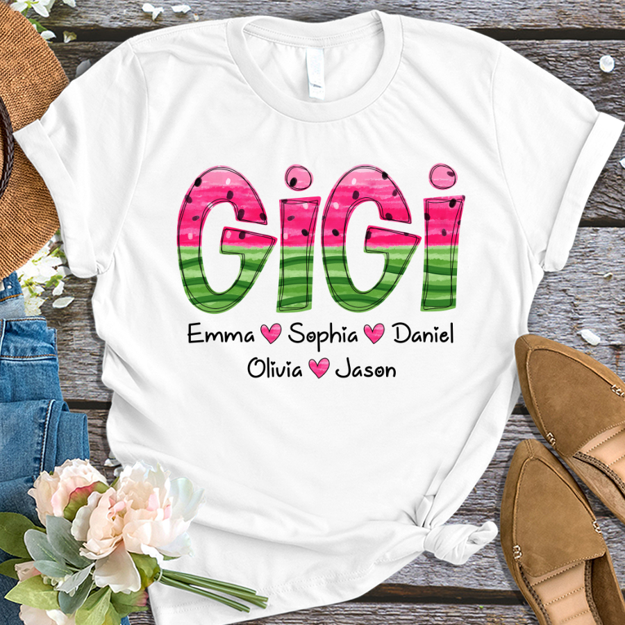 Custom Mimi Watermelon Summer And Grandkids T-Shirt