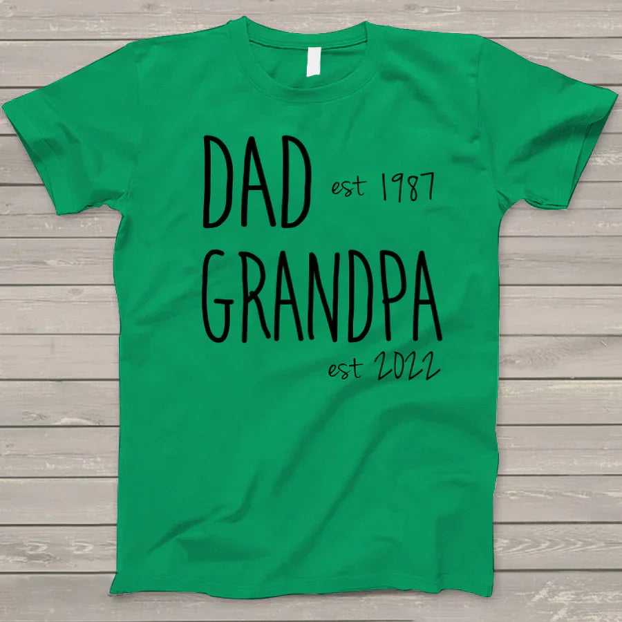 Personalized Dad Grandpa Est T-Shirt, Custom Papa Grandpa Pops Shirt, Father's Day Shirt