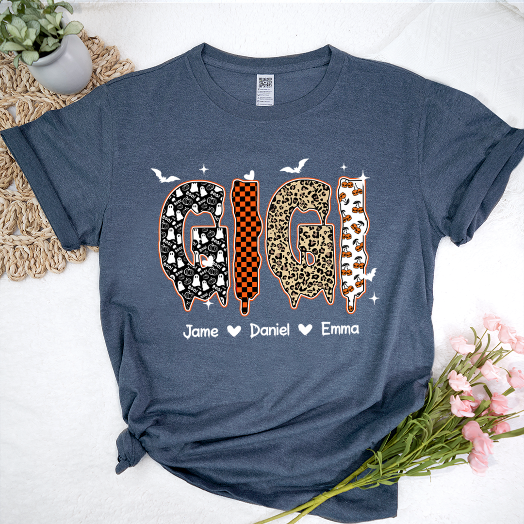 Personalized Halloween Pumpkin Gigi and Grandkids Shirt
