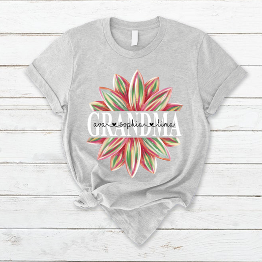 Grandma Flower Color 2 Shirt, Custom Grandma With Kids, Mother's Day TH T-Shirt
