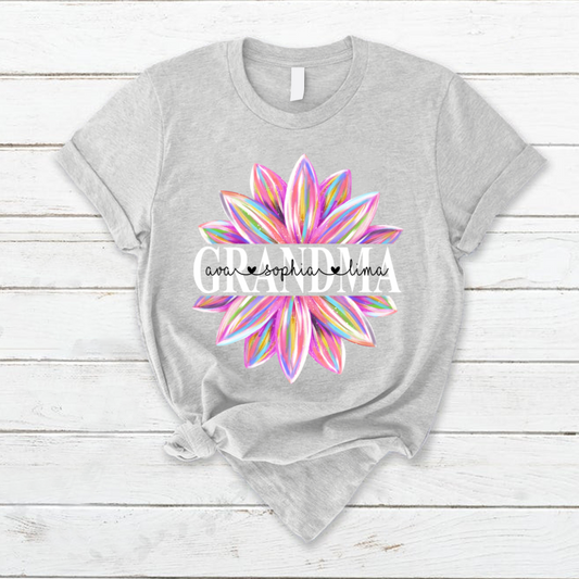 Grandma Flower Color 6 Shirt, Custom Grandma With Kids, Mother's Day TH T-Shirt