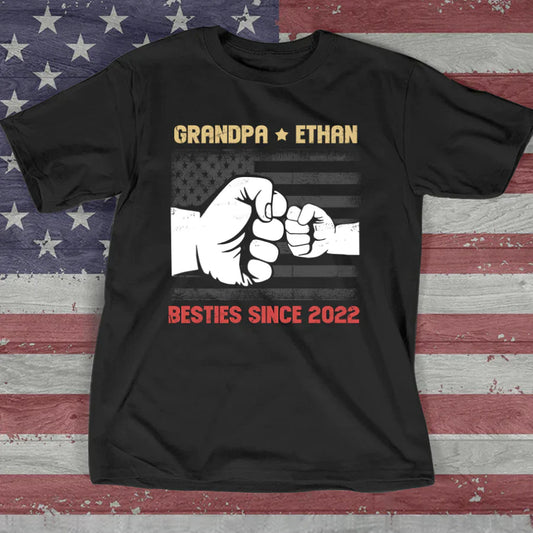 Grandpa And Grandkids Flag American VTN221126 T-Shirt