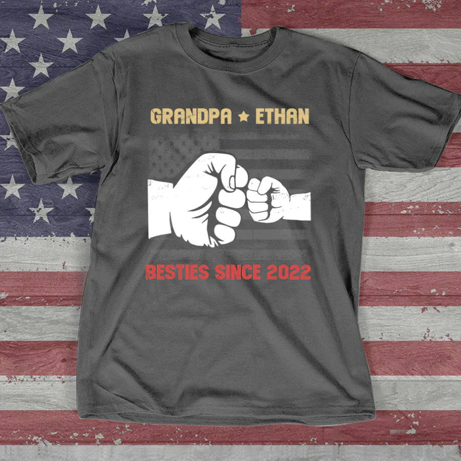 Grandpa And Grandkids Flag American VTN221126 T-Shirt