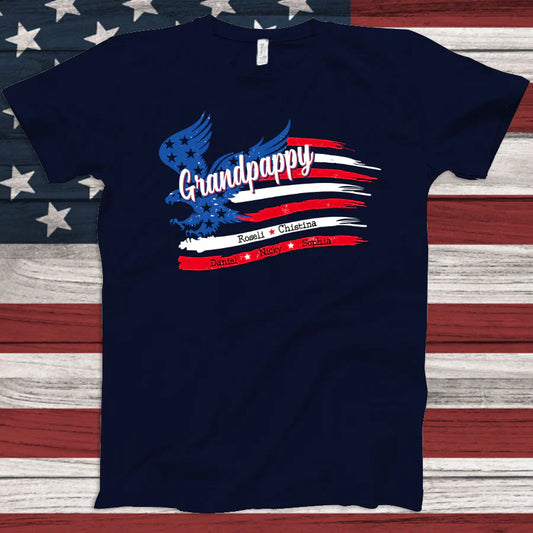 Grandpappy With Grandkids Names 4th Of July CTL94 T-Shirt