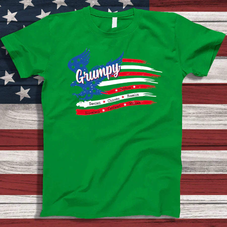 Grumpy With Grandkids Names 4th Of July CTL94 T-Shirt