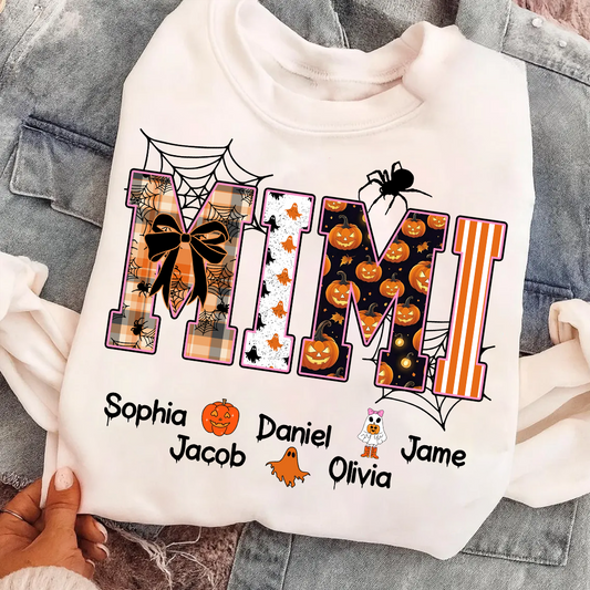 Halloween Mimi Spooky Custom Grandma And Grandkids Shirt