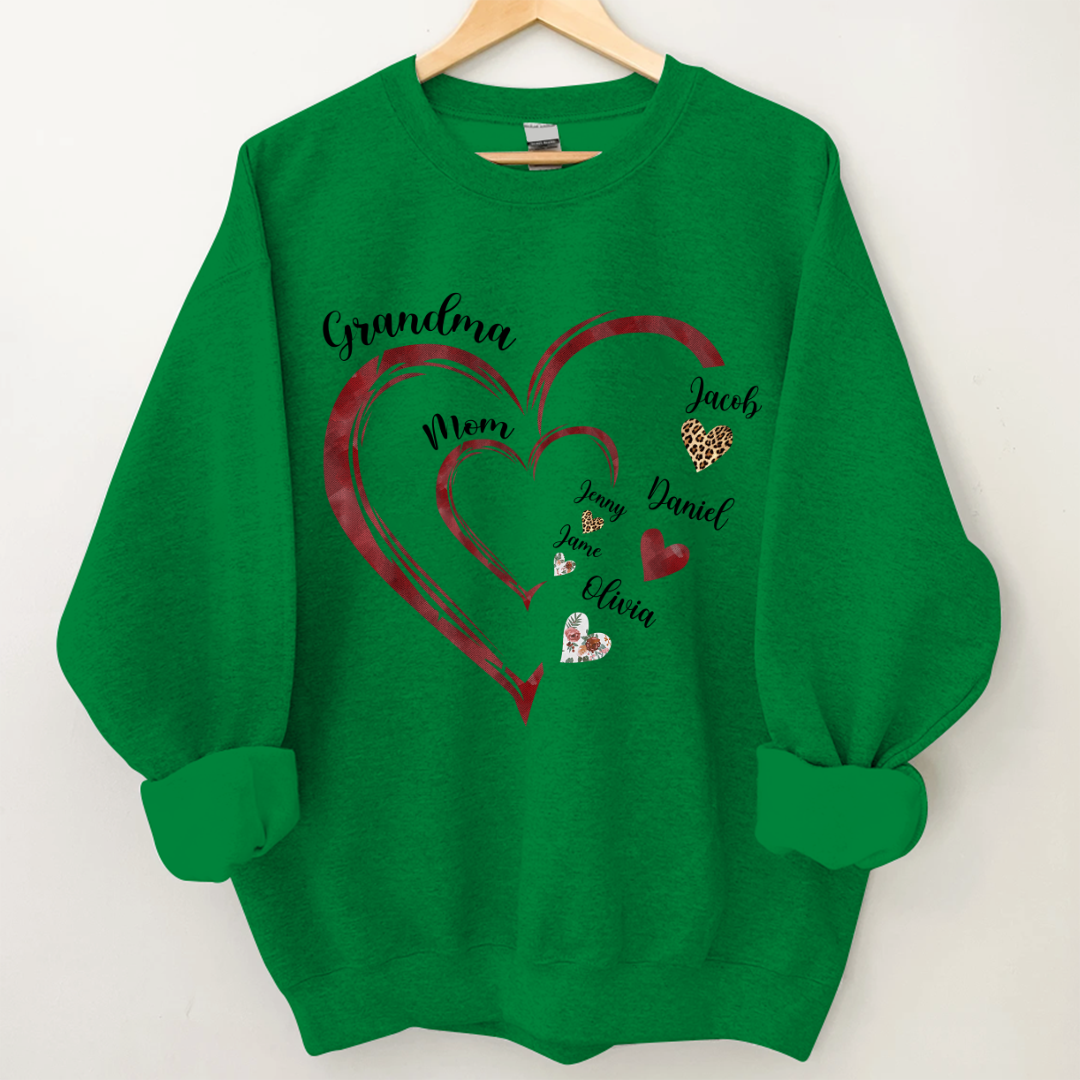 Personalized Mom Grandma Heart With Kids Name Sweatshirt, Custom Grandma Sweatshirt, Personalized Mother's Day Shirt