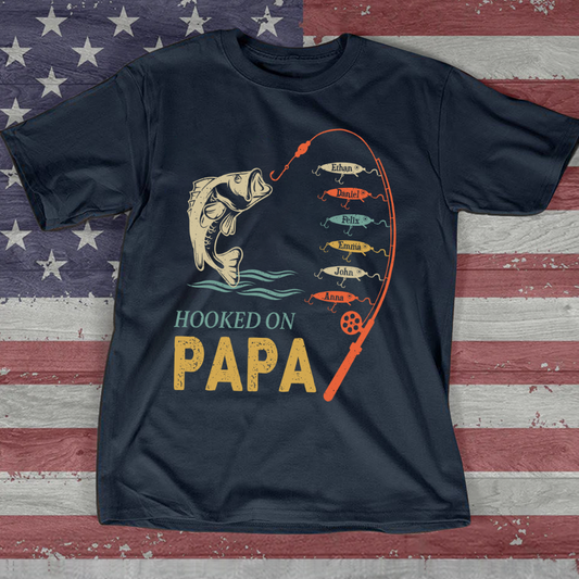 Hook On Being Papa Father's Day Fish Grandkids T-Shirt