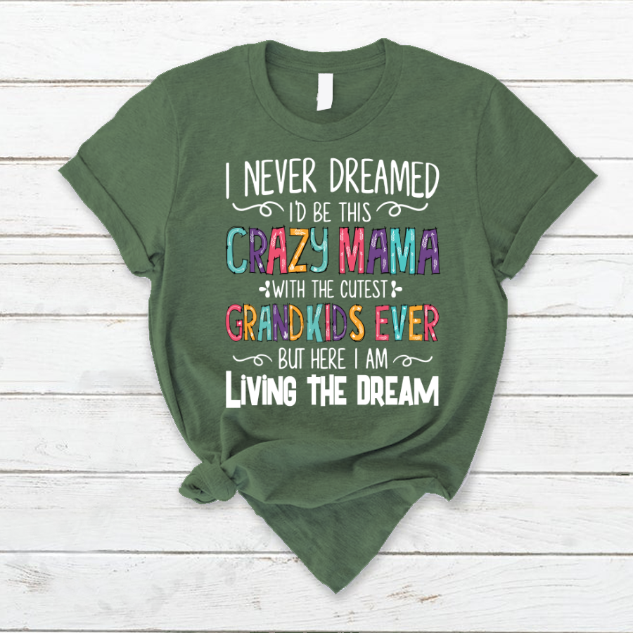 I Never Dreamed I'd Be This Crazy Mama With The Cutest Grandkids Ever But Here I Am Living The Dream T-Shirt