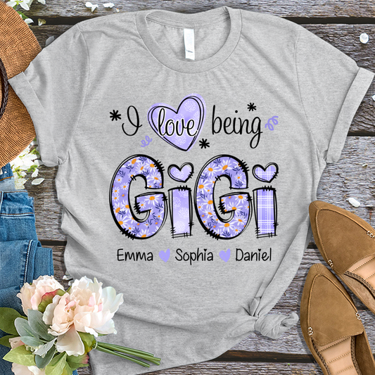 I Love Being Gigi Daisy Purple With Grandkids Mother's Day TH T-Shirt
