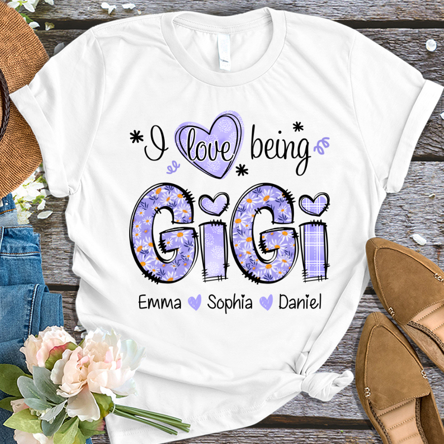 I Love Being Gigi Daisy Purple With Grandkids Mother's Day TH T-Shirt