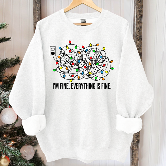 I'm Fine Everything Is Fine Sweatshirt, Christmas Sweatshirt, Sweatshirts Women, Christmas Sweatshirt Women, Christmas Lights Sweatshirt