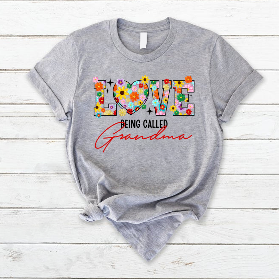 Love Being Called Grandma Flower Color, Custom Grandma & Kids, Mother's Day TH T-Shirt