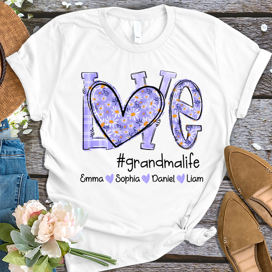 Love Daisy Purple Grandma Life With Kids TH T-Shirt