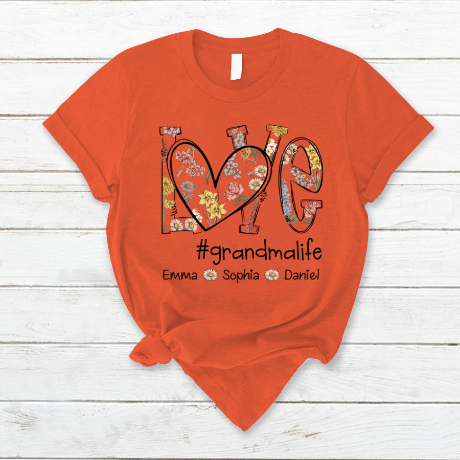 Love Flower Grandma Life With Grandkids, Mother's Day Gift TH T-Shirt