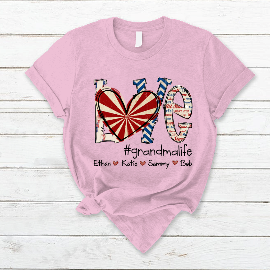 Love Grandma Baseball And Grandkids, Love Baseball Grandma Iron On T-Shirt