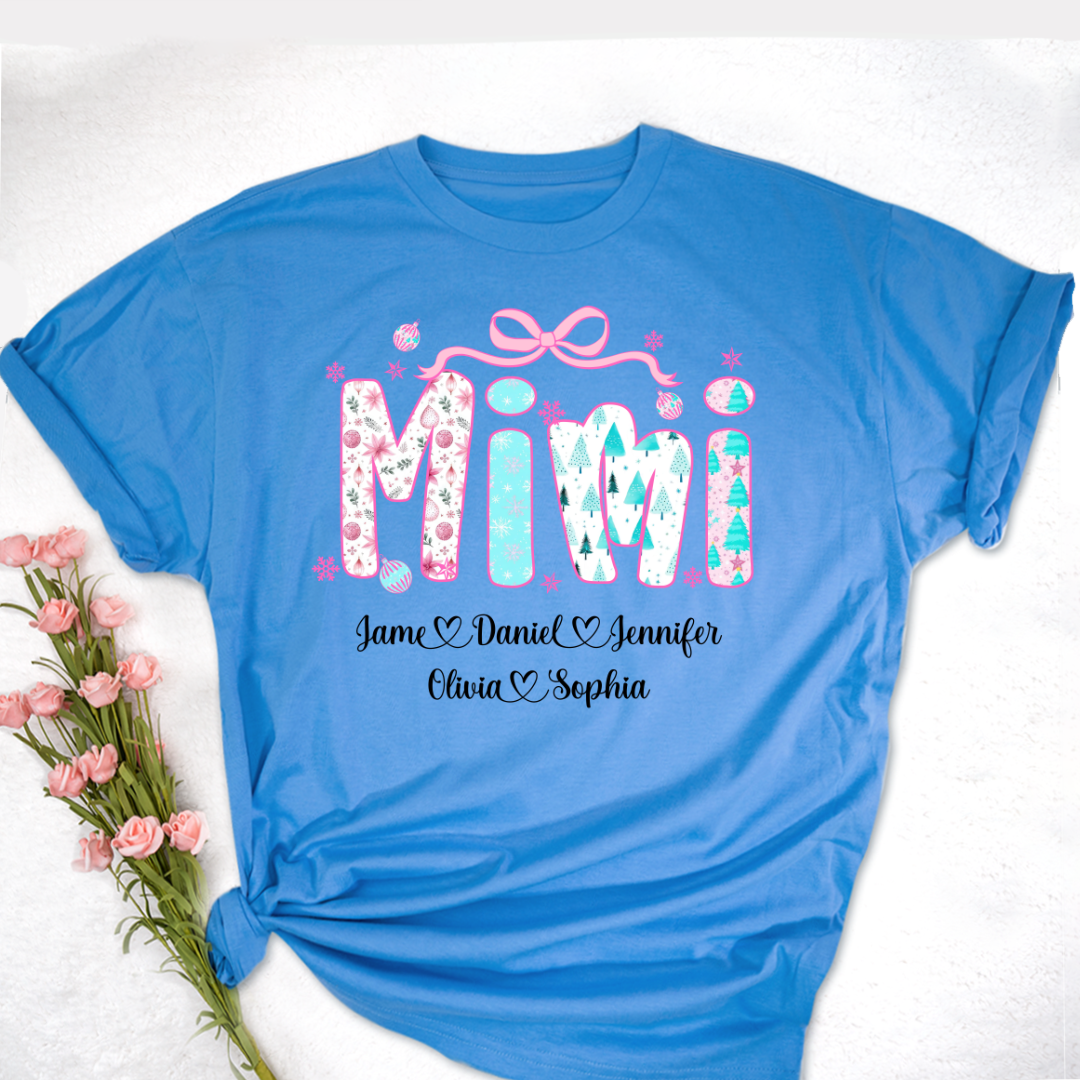 Merry Christmas Mimi Custom Mimi And Grandkids Shirt