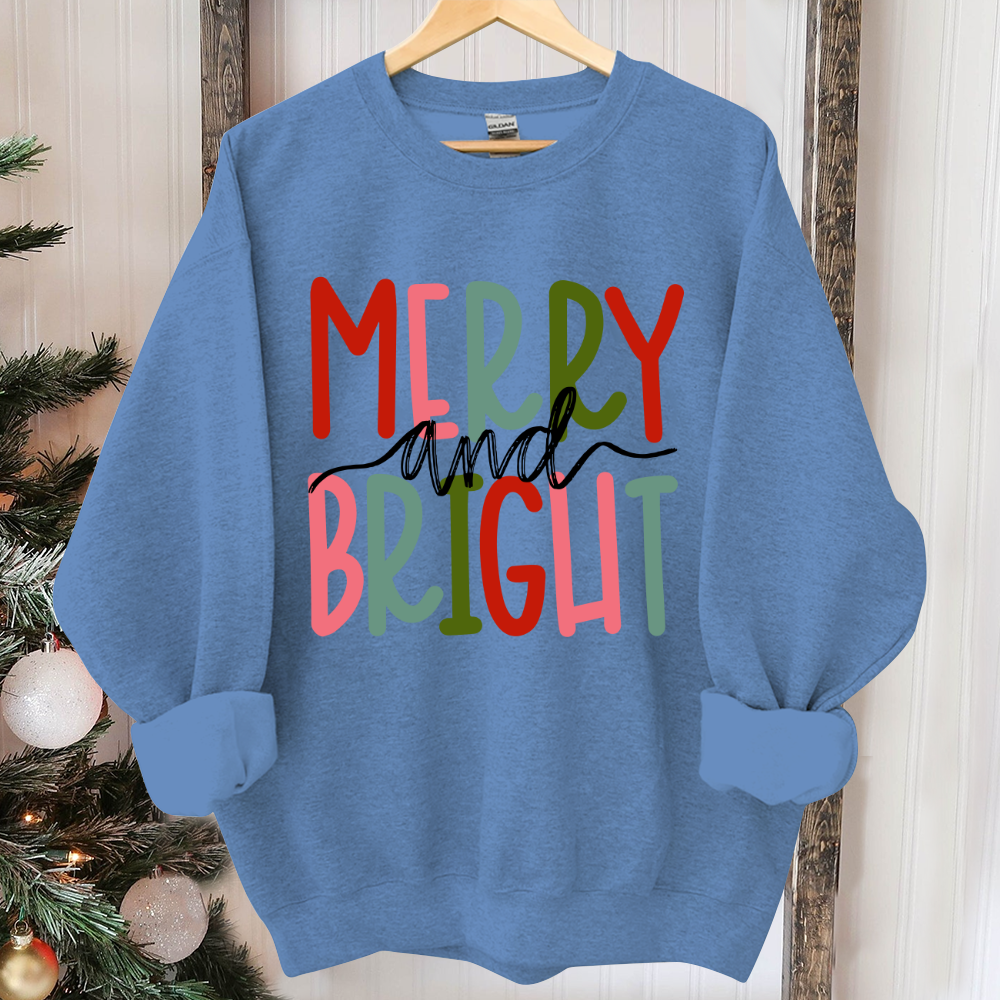 Merry and Bright Sweatshirt, Christmas Sweatshirt, Family Christmas Sweatshirt, Christmas Sweatshirts for Women, Merry Christmas Sweatshirt