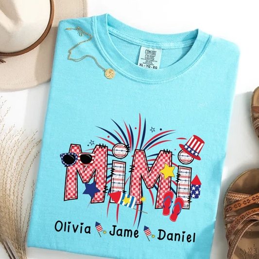 Mimi Patriotic 4th of July Custom Mimi And Grandkids Shirt