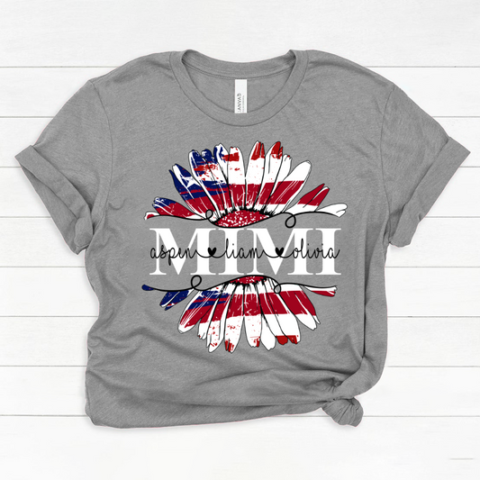 Mimi Flower Daisy Flag Custom Names And Grandkids 4th of july Classic Canvas