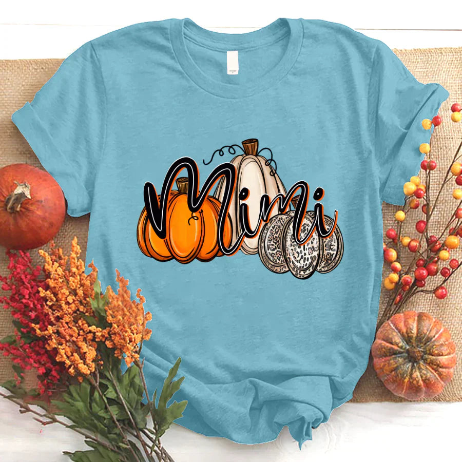 Mimi Pumpkin Leopard Autumn T-Shirt