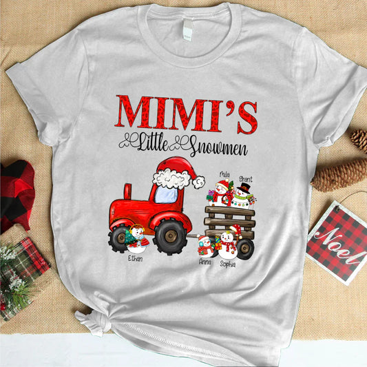 Mimi's Little Snowmen Trator Christmas T-Shirt
