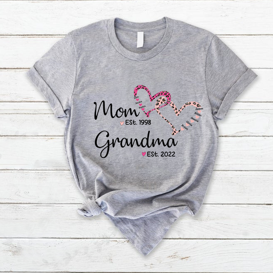 Mom Est Grandma Est Grandkids Hearts Leopard