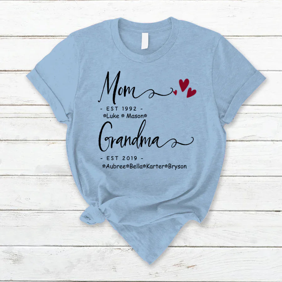 Mom Grandma Family Est Kids VT22120071 T-Shirt