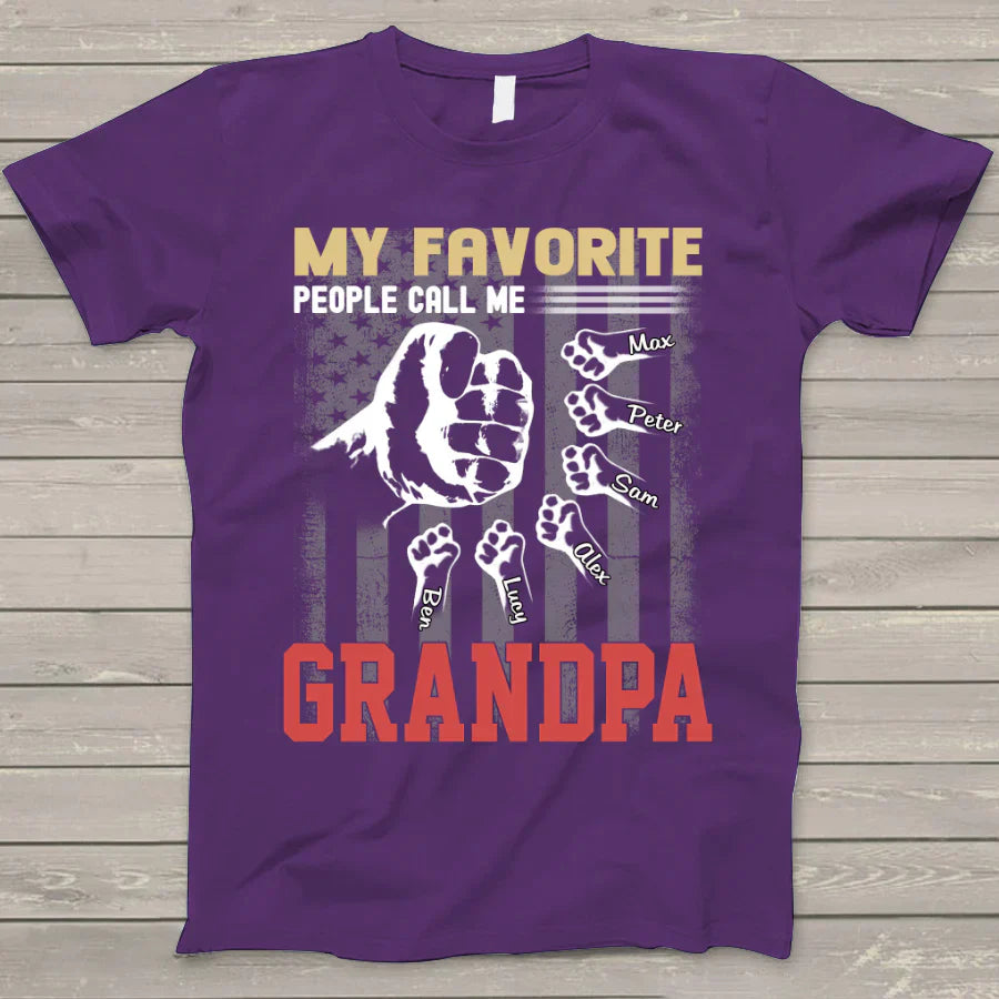 My favorite People Call Me Grandpa Grandkids Hands T-Shirt