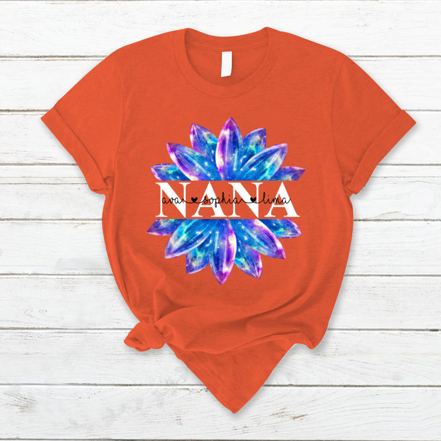 Nana Flower Galaxy Shirt, Custom Grandma With Kids, Mother's Day TH T-Shirt