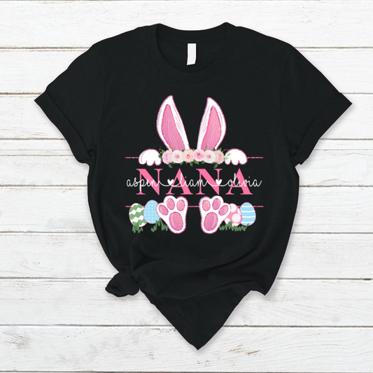 Nana Pink Bunny Shirt, Custom Nana And Kids, Easter Days TH T-Shirt