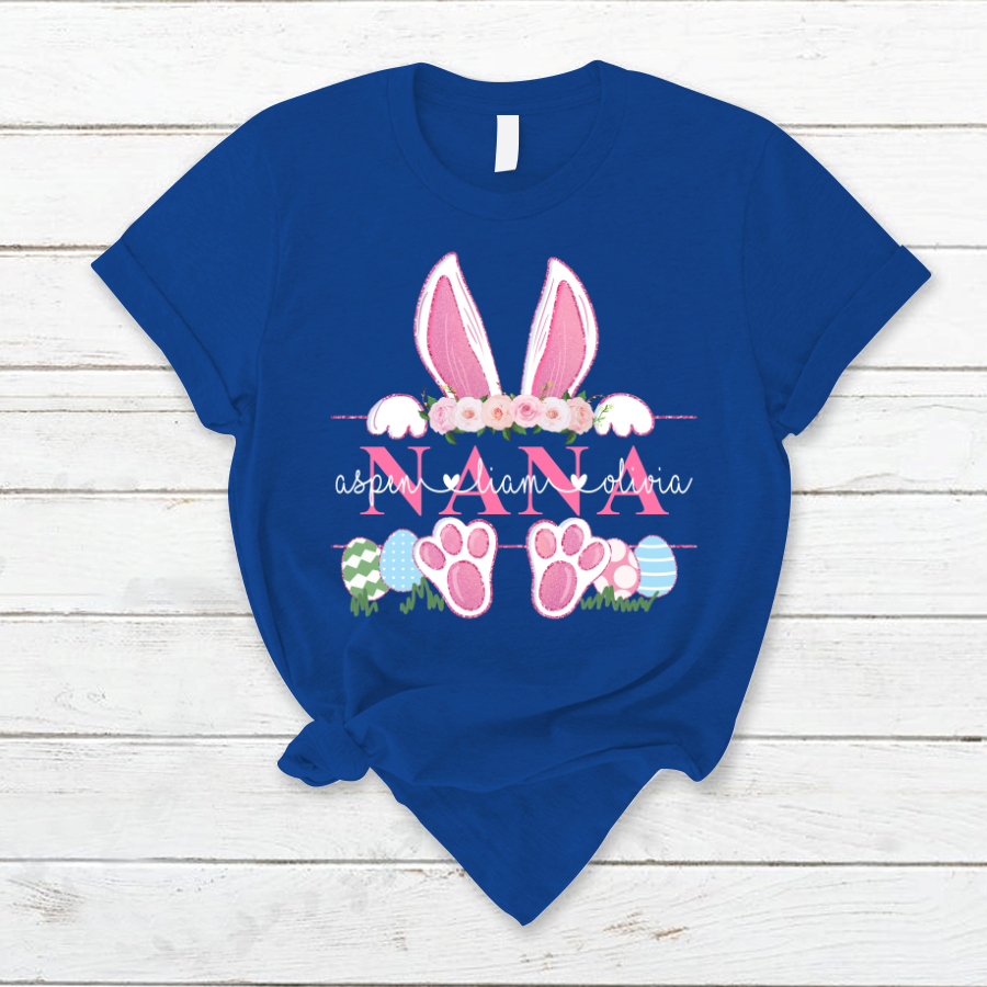 Nana Pink Bunny Shirt, Custom Nana And Kids, Easter Days TH T-Shirt