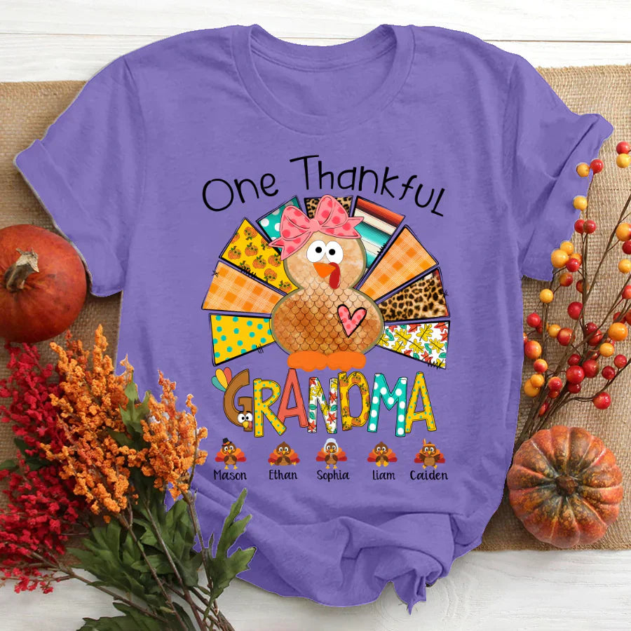 One Thankful Grandma Thanksgiving Turkey T-Shirt