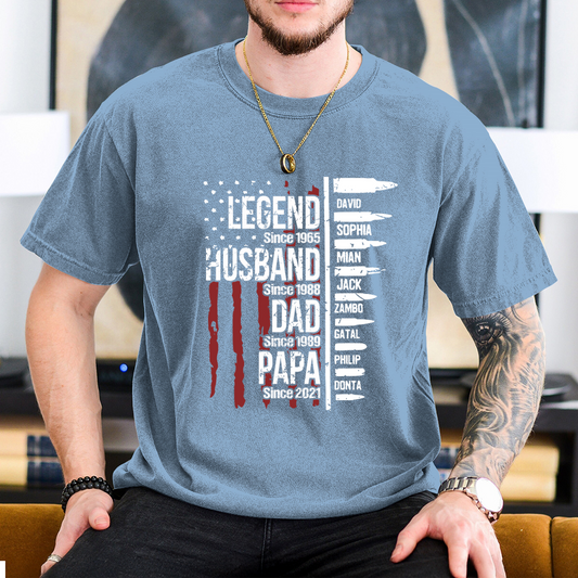 Comfort Colors® Papa The Man The Myth The Legend Flag With Kids