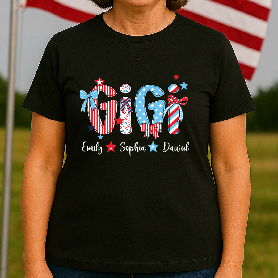 Personalized Gigi with Grandkids American Flag Mother's Day
