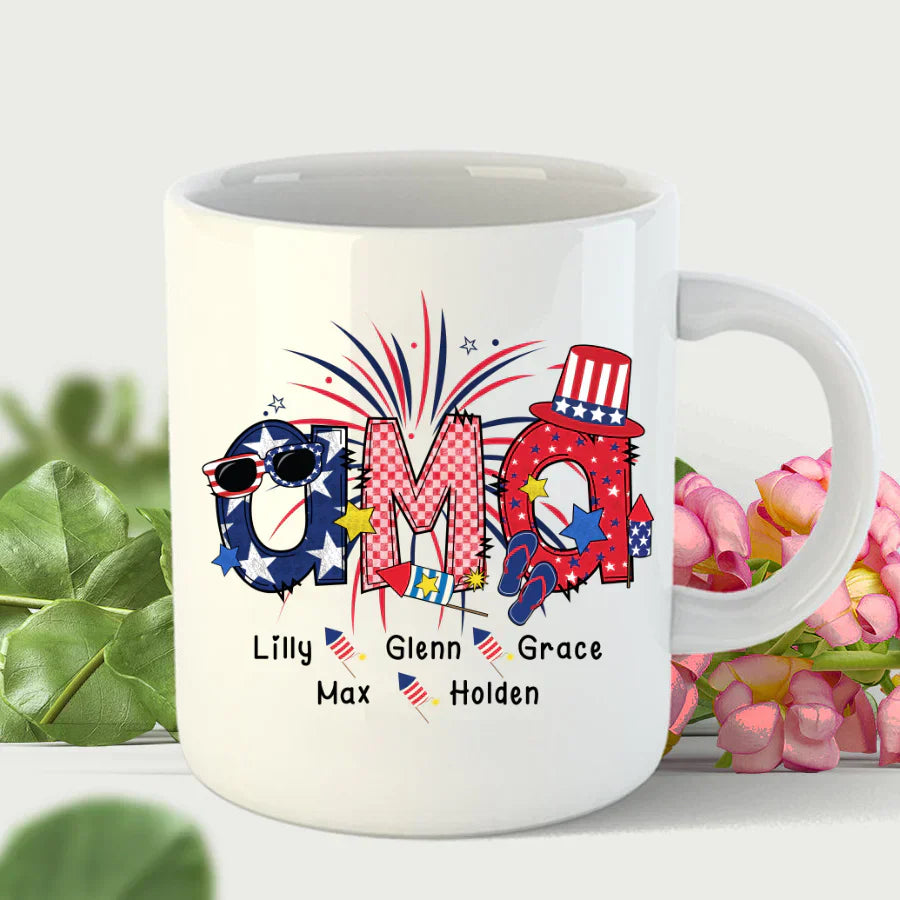 Patriotic Doodle 4th Of July Ama And Grandkid CTH01 Mug