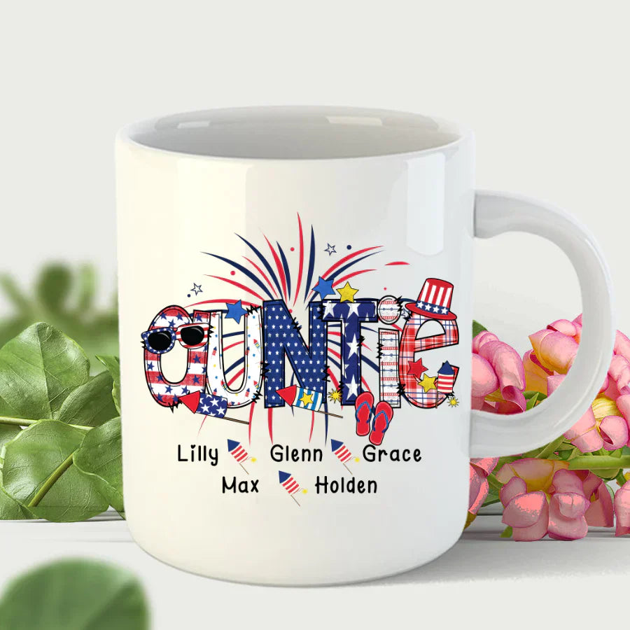 Patriotic Doodle 4th Of July Auntie And Grandkid CTH01 Mug