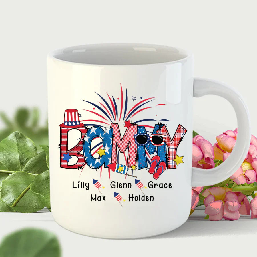 Patriotic Doodle 4th Of July Bammy And Grandkid CTH01 Mug