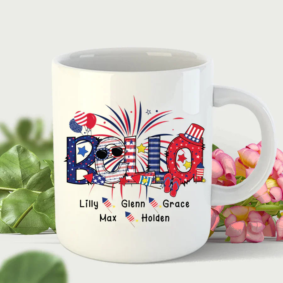 Patriotic Doodle 4th Of July Bella And Grandkid CTH01 Mug