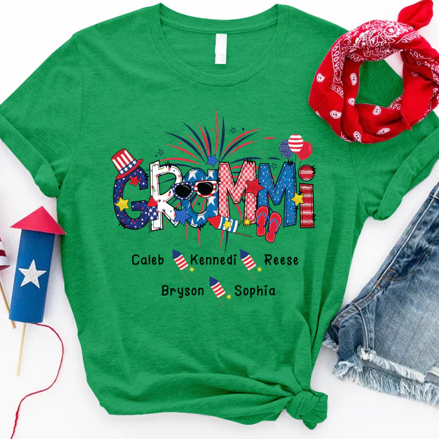 Patriotic Doodle 4th Of July GRAMMI And Grandkid CTH01 T-Shirt