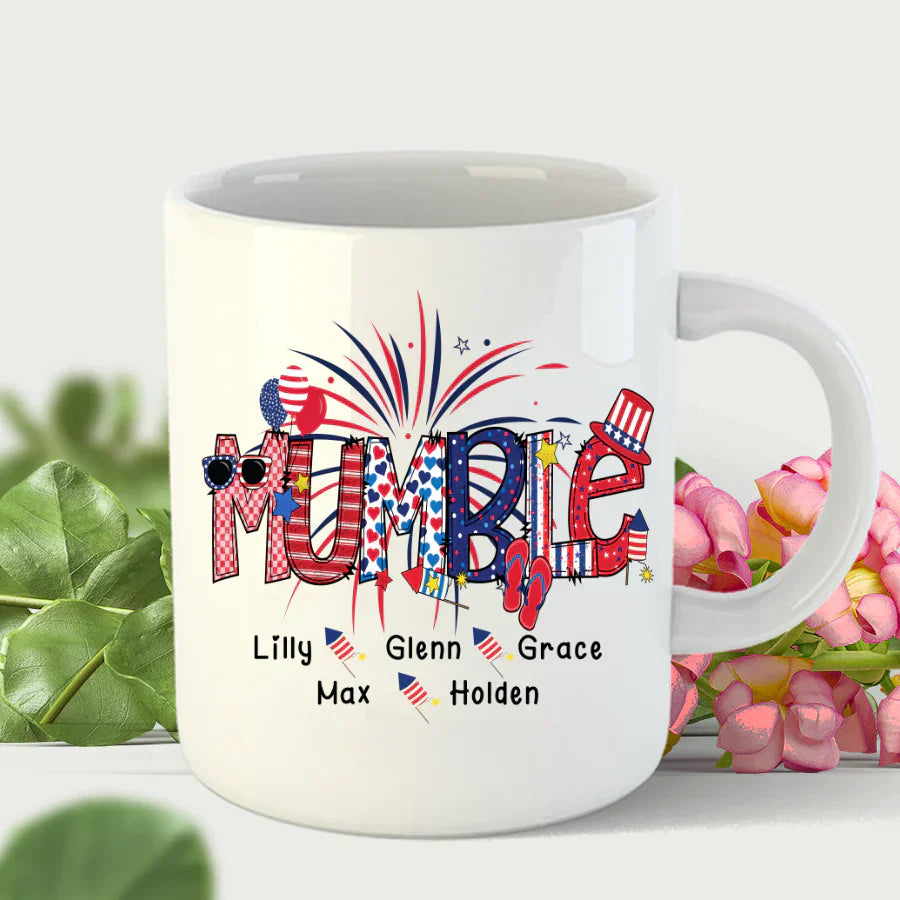 Patriotic Doodle 4th Of July Mumble And Grandkid CTH01 Mug